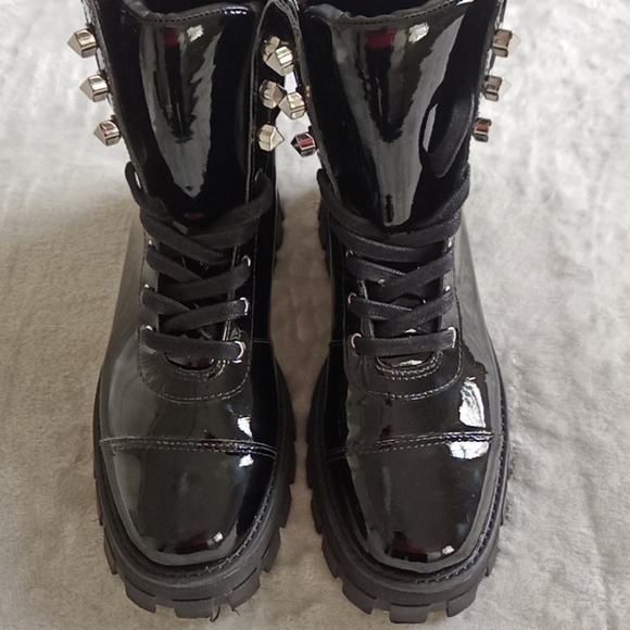 SCHUTZ Black Patent Combat Boots - Picture 2 of 10